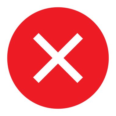 Beyaz arkaplan vektöründe kırmızı daire simgesinde yanlış işaret düğmesi. 