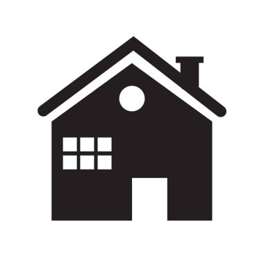 Uygulama reklamları için ikon vektör evi veya ev düz tasarımı web pankart düğmesi izole edilmiş beyaz arkaplan.