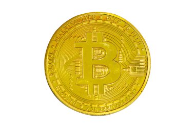 Bitcoin beyaz arka planda izole edildi.