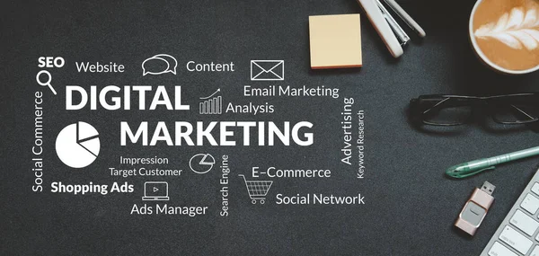 Online Digitális Marketing Stratégia Üzleti Elemzési Terv Üzleti Koncepció — Stock Fotó