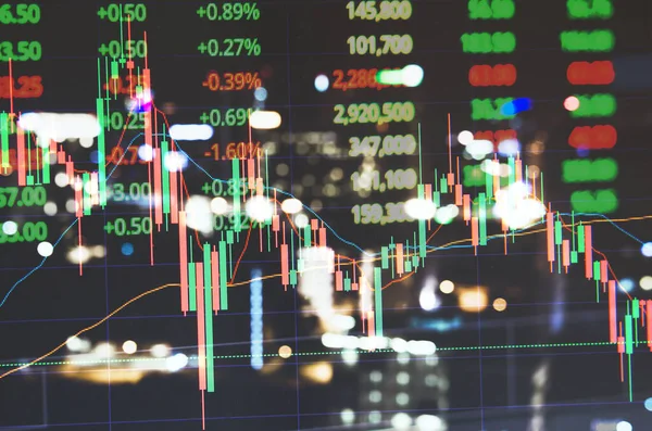 Dubbel Exponering Abstrakt Virtuell Statistik Diagram Aktiemarknad Finansiell Affärsanalys Handel — Stockfoto