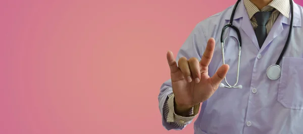 Doctor Holds Symbol Love Encouraging Patients Doctors Treat Disease Together — Stock Fotó