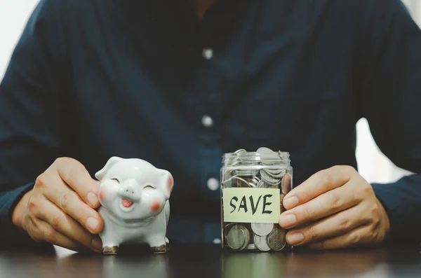 Hombre Negocios Con Ahorros Inversiones Impuestos Seguros Jubilación Concepto Negocio —  Fotos de Stock