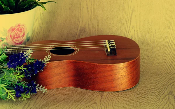 Ukulele i vintage kwiatowy — Zdjęcie stockowe