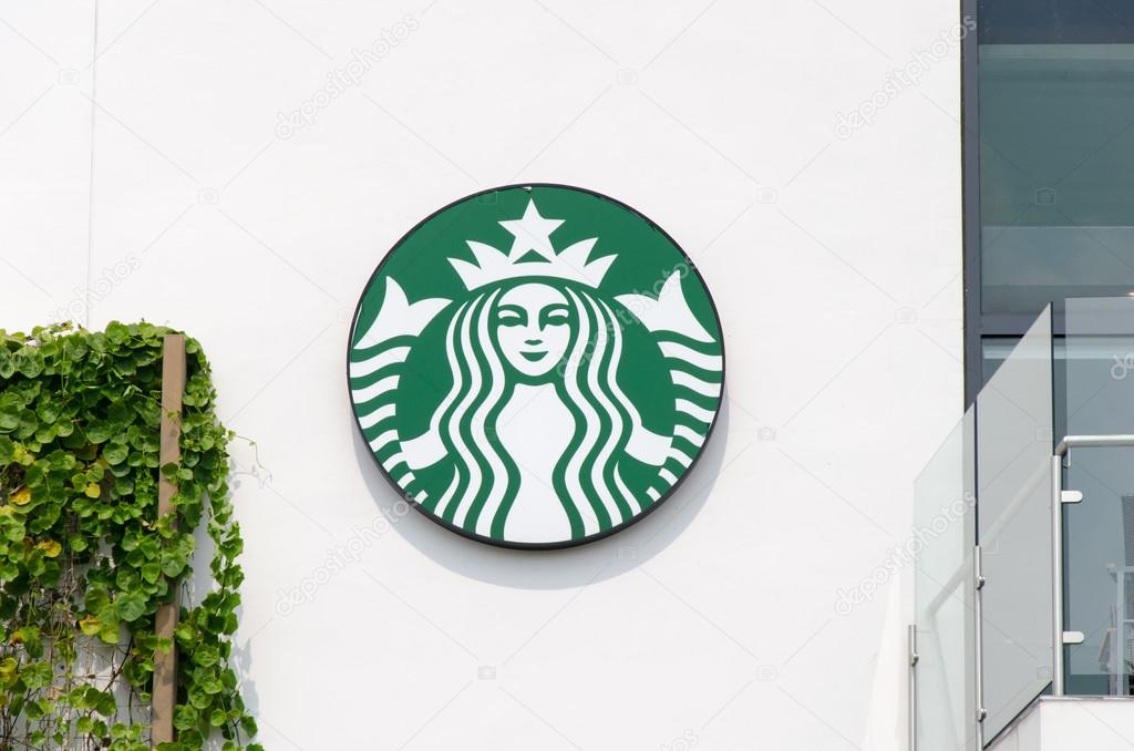 BANGKOK, THAILAND  - APRIL 5, 2015: Starbucks logo on a White Background, Starbucks is the largest coffeehouse company in the world