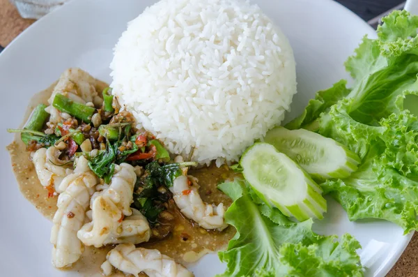 Rice Basil Squid — Stock Photo, Image