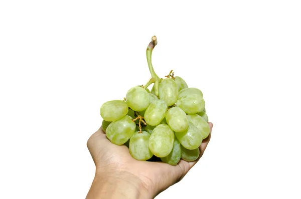 Uvas verdes à mão — Fotografia de Stock