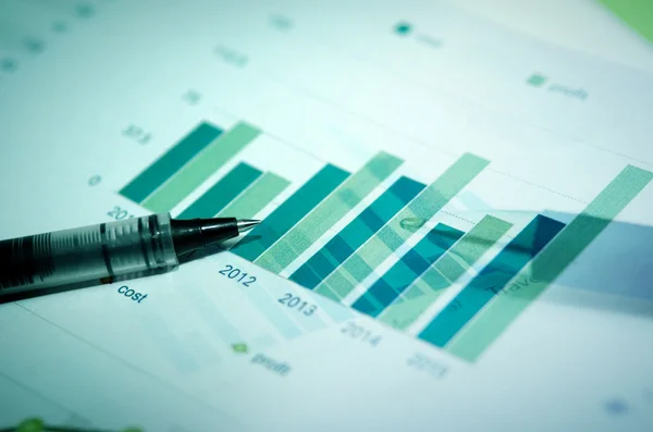 Business  Graphs and pen — Stock Photo, Image