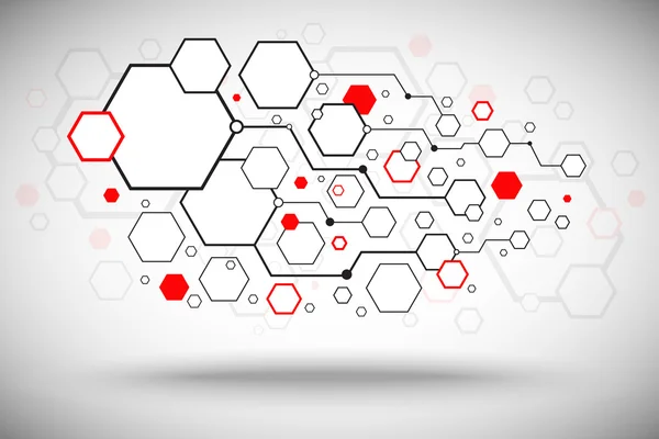 A lot of hexagonal cells red & black — Stock Vector