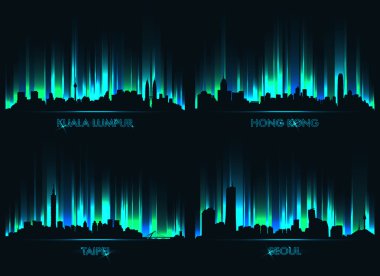 Neon İtalyan manzarası Kuala Lumpur, Hong kong, Taipei, Seoul
