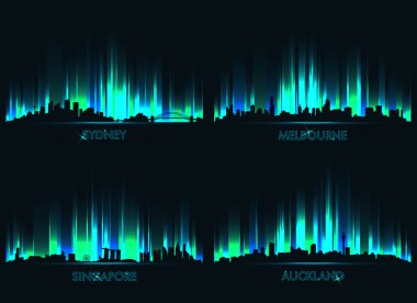 Neon İtalyan manzarası Sydney, Melbourne, Singapur ve Auckland