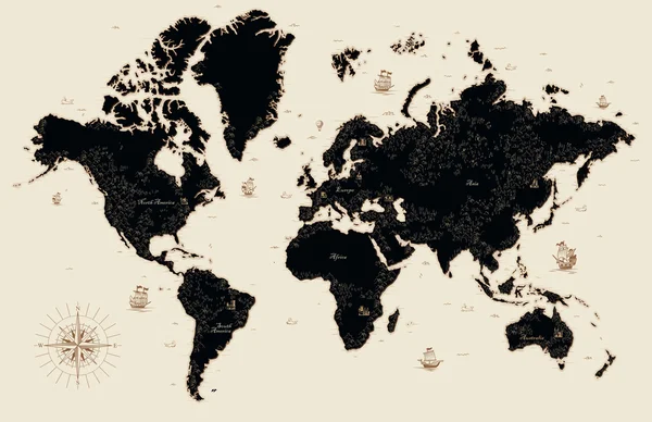 Ancienne carte décorative du monde — Image vectorielle