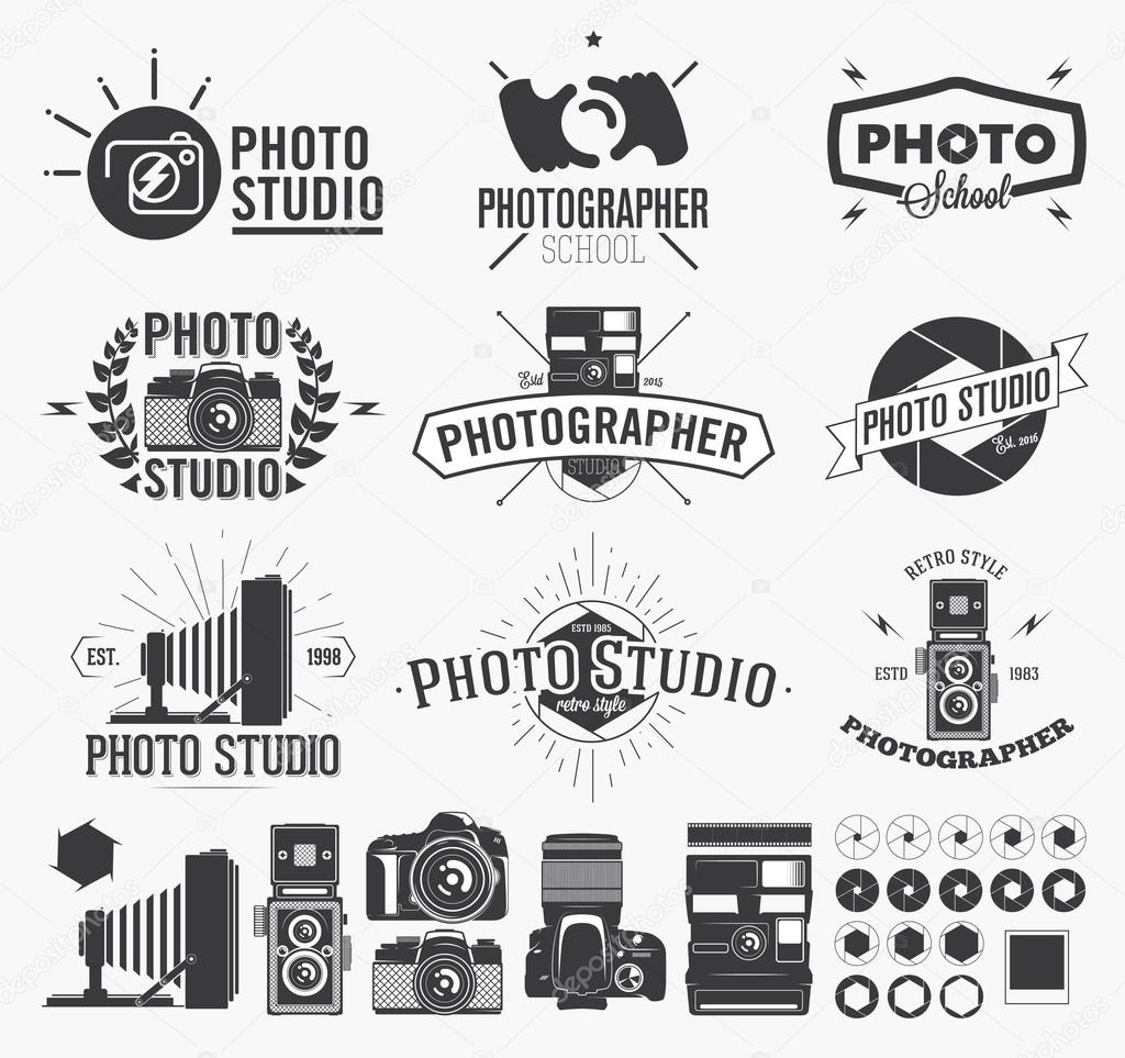 Photography and photo studio logo, Classic camera Labels