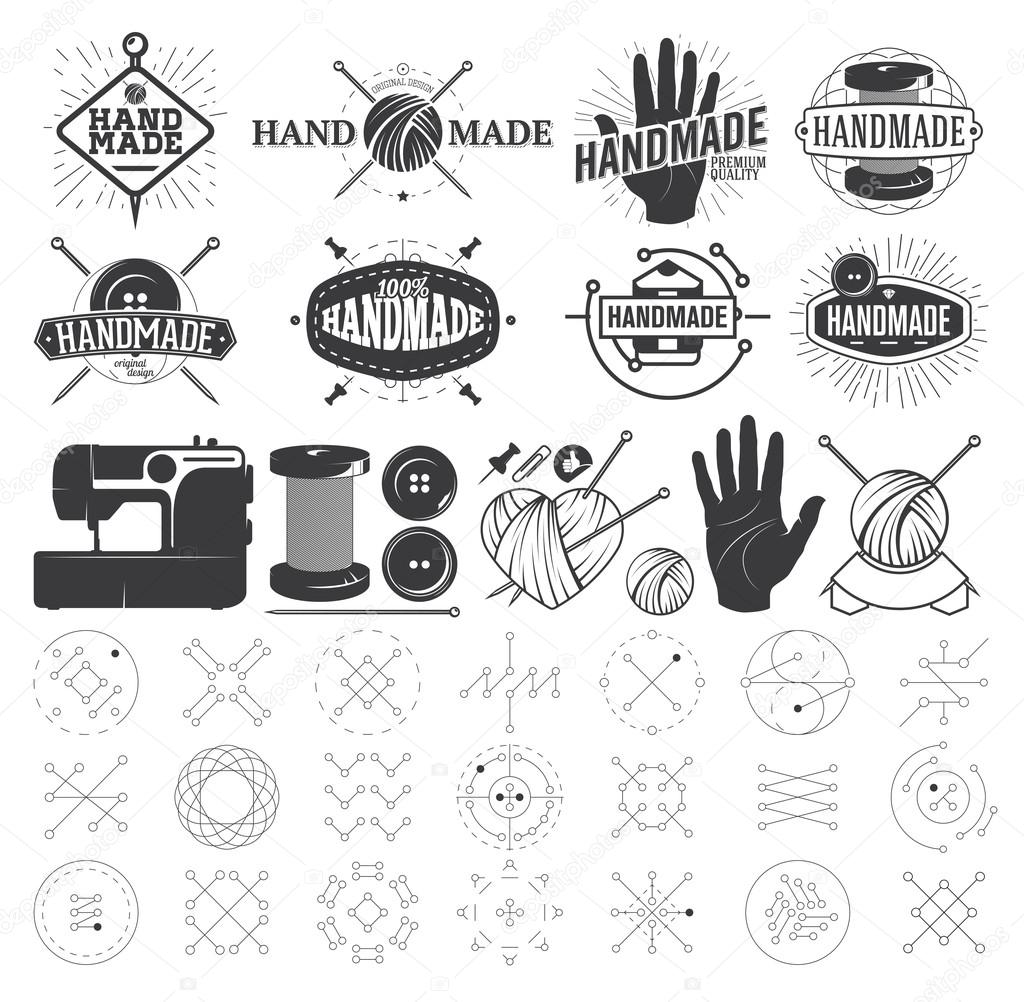 Vintage Hand Made logo, Labels, Badges and Design Elements