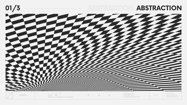 Siyah ve beyaz renkli basit şekillere sahip soyut modern geometrik afiş, grafik kompozisyon tasarım vektör arka planı, görsel yanılsama çağdaş sanat