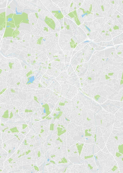 Mapa Města Birmingham Podrobný Plán Barev Vektorová Ilustrace — Stockový vektor