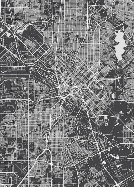 Várostérkép Dallas Monokróm Részletes Terv Vektor Illusztráció — Stock Vector