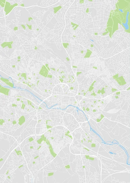 Mapa Města Leeds Podrobný Barevný Plán Vektorová Ilustrace — Stockový vektor