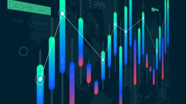 Kontrol paneli Akıllı bilgi teknolojisi UI arayüzü, para işlemleri ve yatırım, fütüristik veri analizleri, iş uygulaması görüntüleme, perspektif ekranı izleme