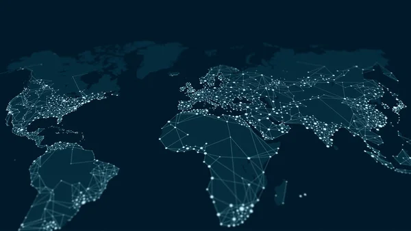 Kommunikationsnätverkskarta Över Världen Global Internationell Abstrakt Anslutning Bildskärm Perspektiv — Stockfoto
