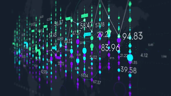 Painel Com Análise Financeira Visualização Futurista Gráfico Estatístico Negócios Tela — Fotografia de Stock