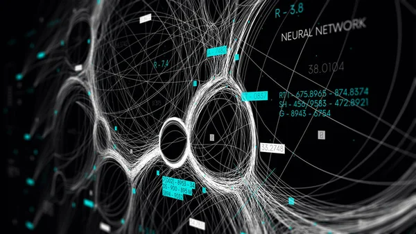 Visualização Digital Fluxo Dados Formação Redes Neurais Processamento Banco Dados — Fotografia de Stock