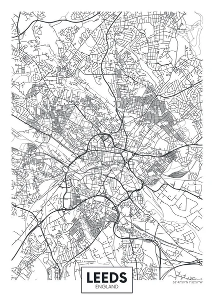 План Города Лидс Дизайн Векторного Плаката — стоковый вектор