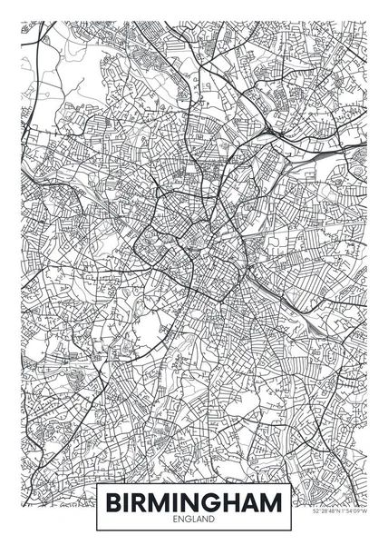 Plan Miasta Birmingham Projekt Plakatu Wektorowego Podróży — Wektor stockowy