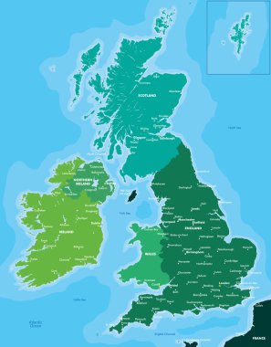 Büyük Britanya ve İrlanda renk Haritası