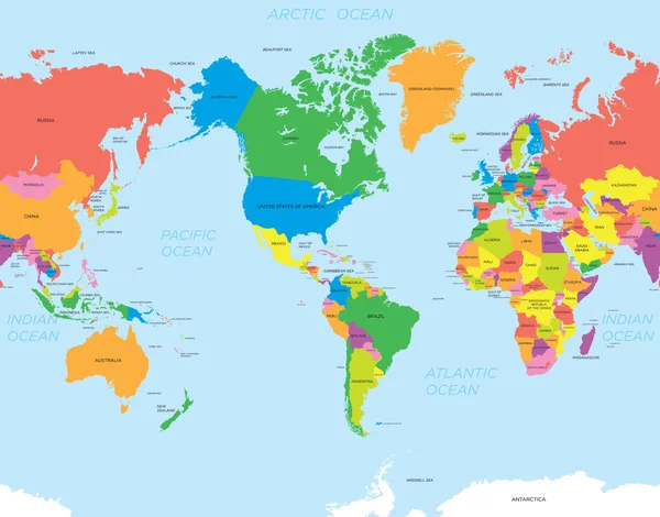 Mundo mapa americano — Vector de stock