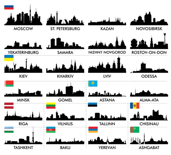 City skyline eastern and northern Europe and Central Asia — Stock Vector