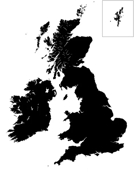 Mappa dettagliata della Gran Bretagna e dell'Irlanda — Vettoriale Stock