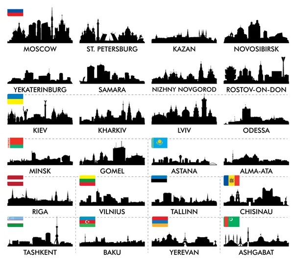 Skyline de la ville Europe de l'Est et du Nord et Asie centrale — Image vectorielle