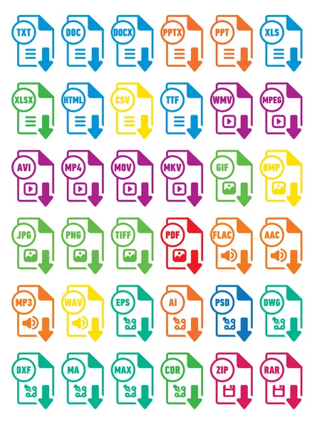 Icons download extension files — Stock Illustration Icons download extension files Royalty Free Stock Illustrations