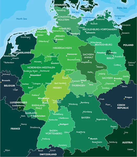 Barevná Mapa Německa — Stockový vektor