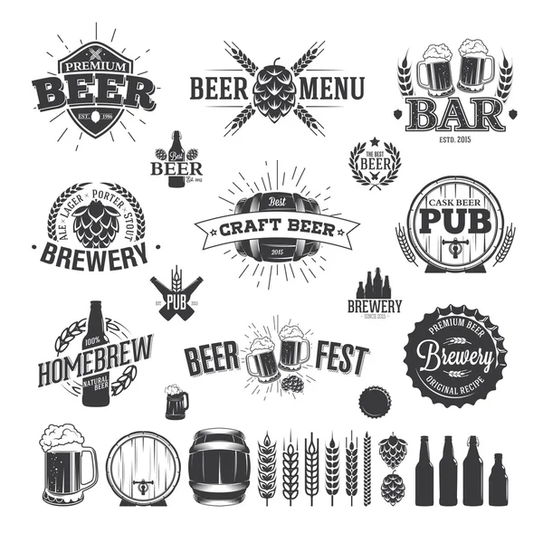 Etiqueta de cerveza y logotipos — Vector de stock