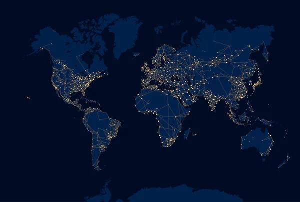 Mapa del mundo de noche abstracta — Archivo Imágenes Vectoriales