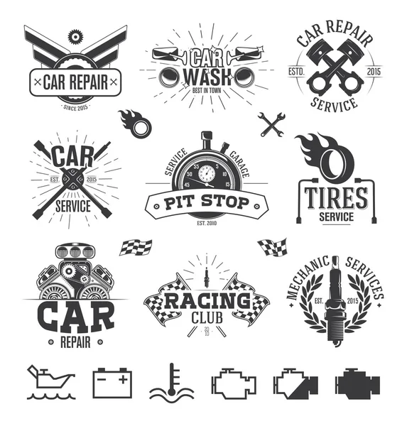 Serviço de carro Etiquetas, Emblemas e Logos — Vetor de Stock