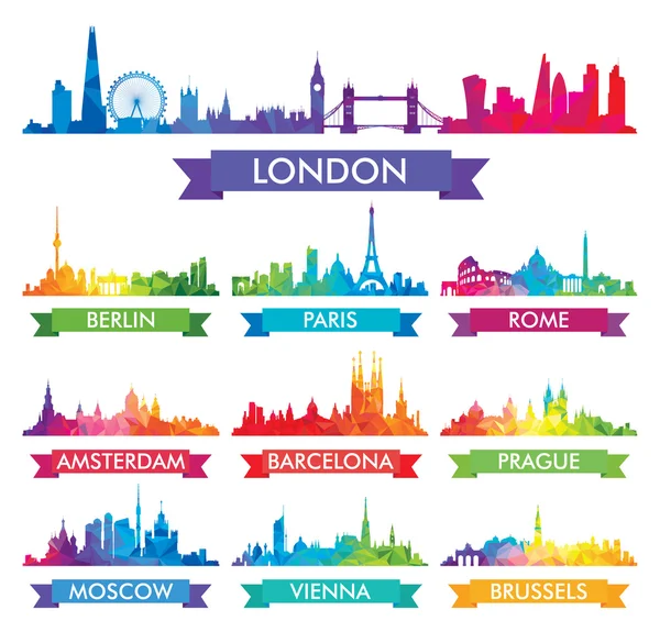 Ciudad skyline de Europa Colorido vector ilustración — Archivo Imágenes Vectoriales