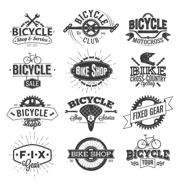 Desenho e logotipo tipográfico da etiqueta da bicicleta — Vetor de Stock