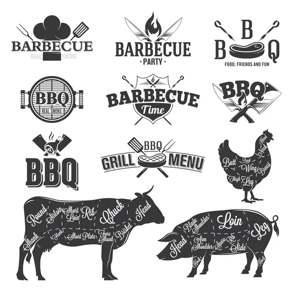 Emblèmes et logos de barbecue — Image vectorielle