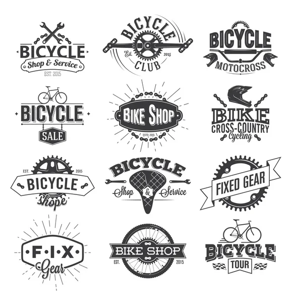 Conception et logo typographique d'étiquettes de vélo — Image vectorielle