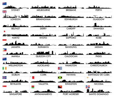 City skyline Australia and the Island country clipart