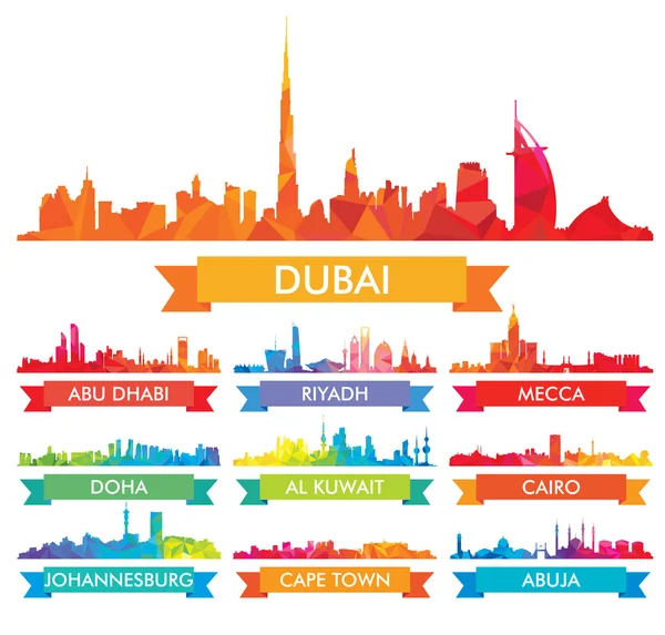 Farbenfrohe Stadtsilhouette der arabischen Halbinsel und Afrikas — Stockvektor