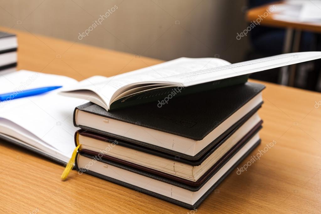 Books on a table