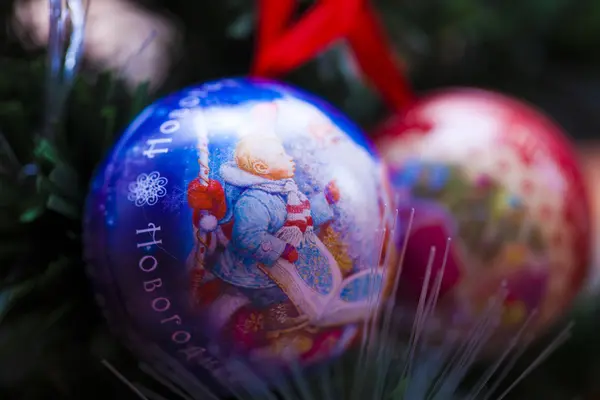 Spheres on a fir-tree — Stock Photo, Image