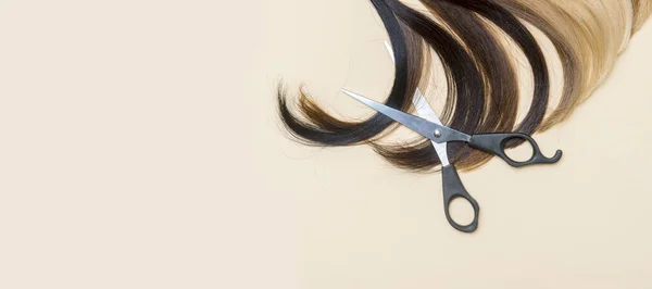 Hairdressing Accessories Scissors Lock Hair Hairdresser Service — Stock Photo, Image