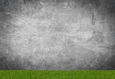 Dekorasyon ve gri arkaplan için yeşil çimen kenarlıkları