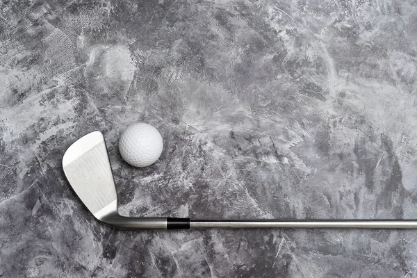 Pelota Golf Blanca Palo Sobre Fondo Gris Cartel Deportivo Horizontal — Foto de Stock