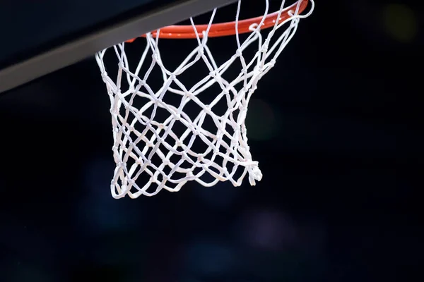 Basketbal Obruč Izolované Černém Pozadí Profesionální Sportovní Koncept — Stock fotografie